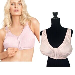 Comfort Choice Pale Pink Wireless Front Closure Bra Size 48B